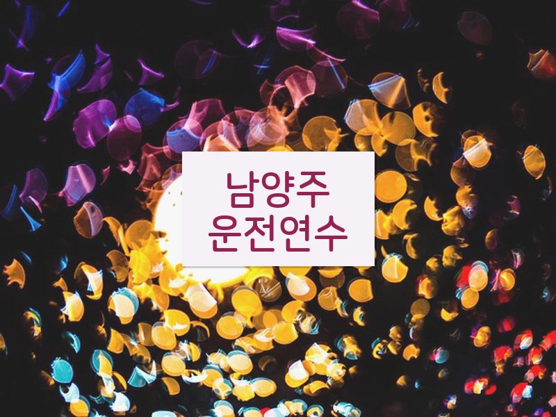 남양주운전연수 후기