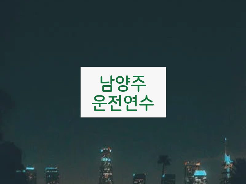 남양주운전연수 후기