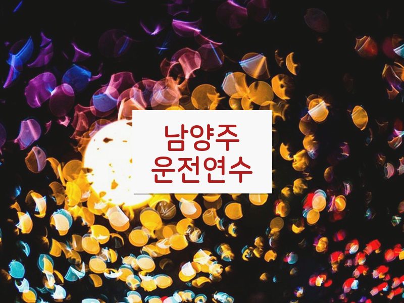 남양주운전연수 후기