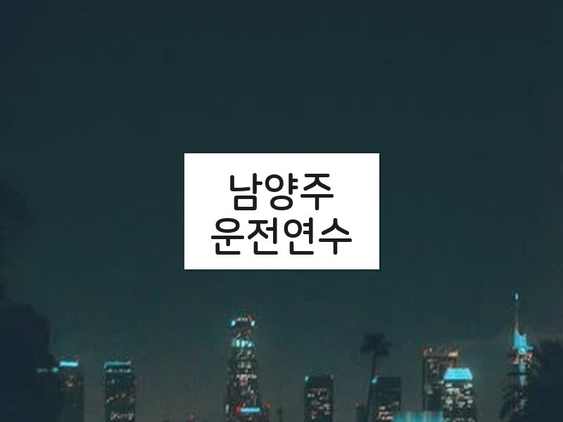 남양주운전연수 후기