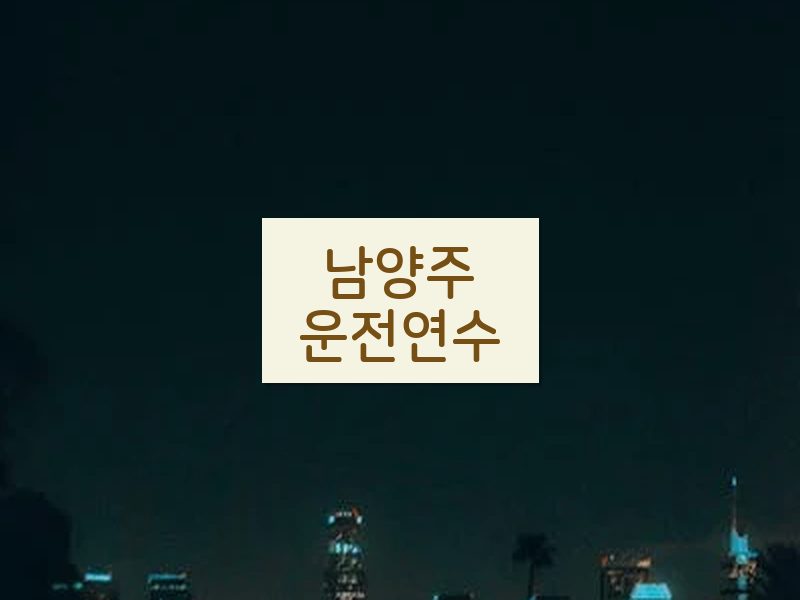 남양주운전연수 후기